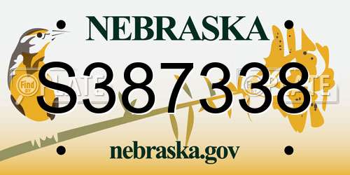 S387338 Nebraska License Plate