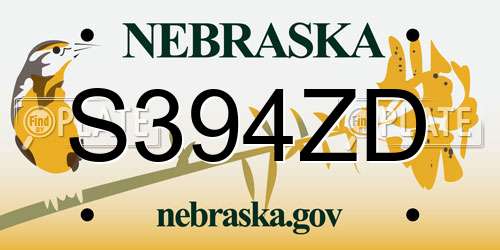 S394ZD Nebraska License Plate