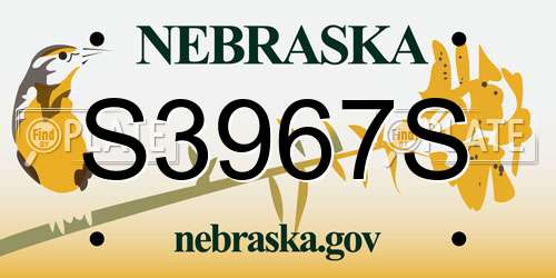 S3967S Nebraska License Plate