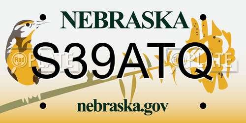 S39ATQ Nebraska License Plate