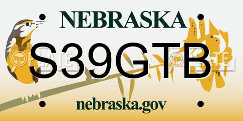 S39GTB Nebraska License Plate