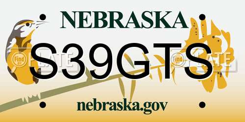 S39GTS Nebraska License Plate