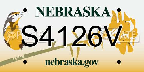 S4126V Nebraska License Plate