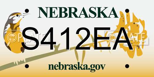 S412EA Nebraska License Plate