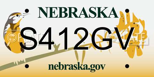 S412GV Nebraska License Plate