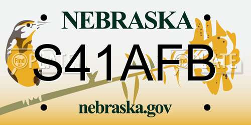 S41AFB Nebraska License Plate