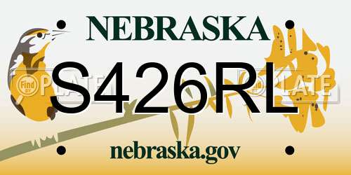 S426RL Nebraska License Plate