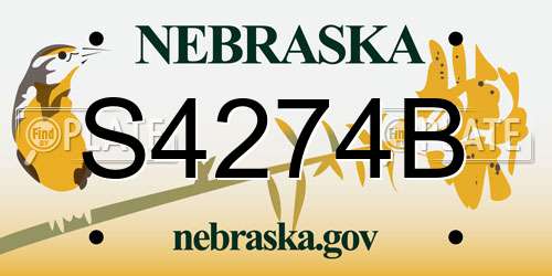 S4274B Nebraska License Plate