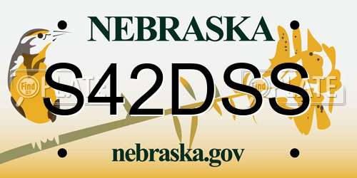 S42DSS Nebraska License Plate