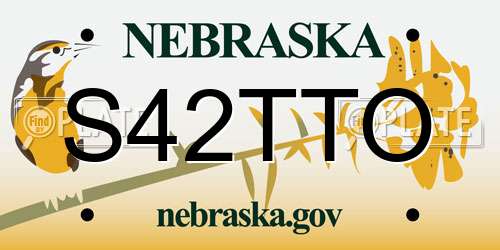S42TTO Nebraska License Plate