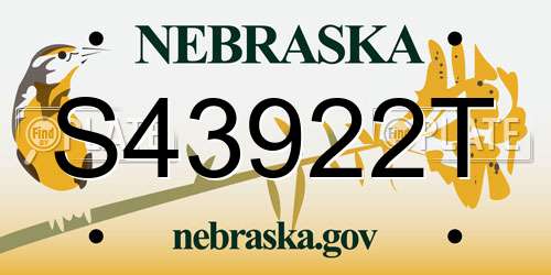S43922T Nebraska License Plate