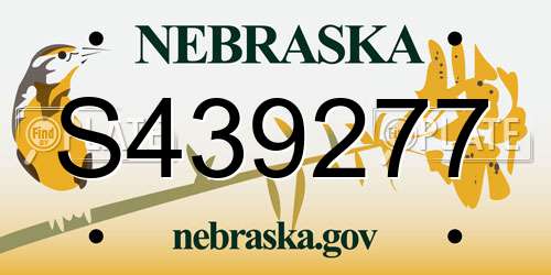 S439277 Nebraska License Plate