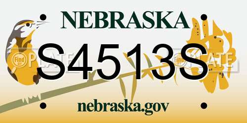 S4513S Nebraska License Plate