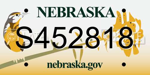 S452818 Nebraska License Plate