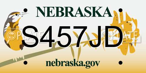 S457JD Nebraska License Plate