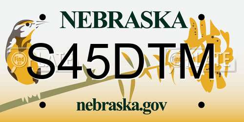 S45DTM Nebraska License Plate