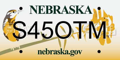 S45OTM Nebraska License Plate