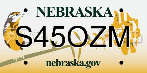 S45OZM Nebraska License Plate