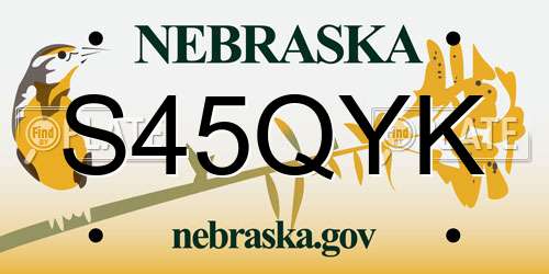 S45QYK Nebraska License Plate