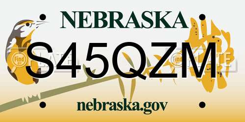 S45QZM Nebraska License Plate