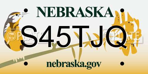 S45TJQ Nebraska License Plate