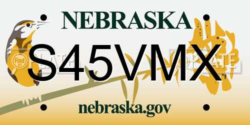 S45VMX Nebraska License Plate