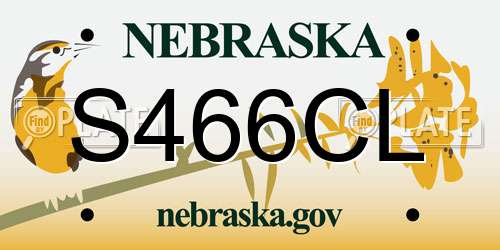 S466CL Nebraska License Plate