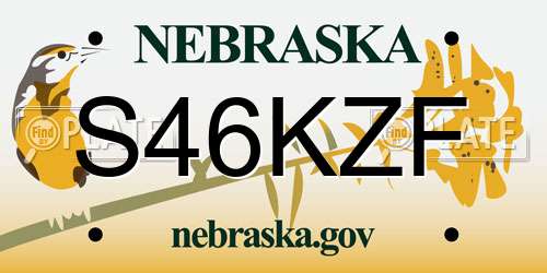 S46KZF Nebraska License Plate
