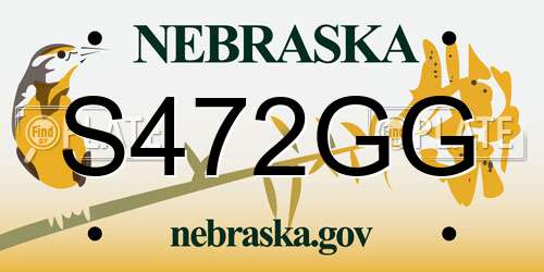 S472GG Nebraska License Plate