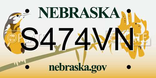 S474VN Nebraska License Plate