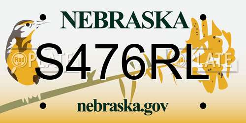 S476RL Nebraska License Plate