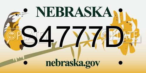 S4777D Nebraska License Plate