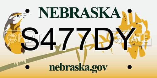 S477DY Nebraska License Plate