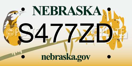 S477ZD Nebraska License Plate