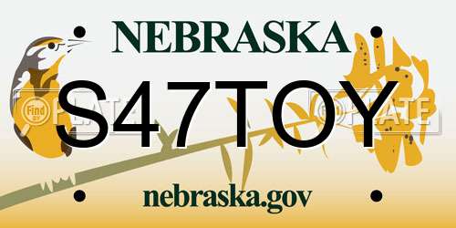 S47TOY Nebraska License Plate