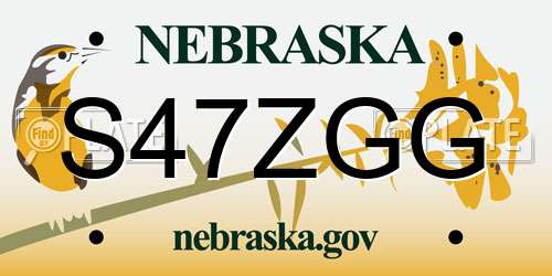 S47ZGG Nebraska License Plate