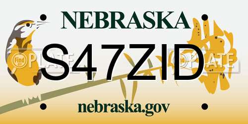 S47ZID Nebraska License Plate