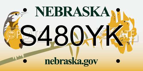 S480YK Nebraska License Plate