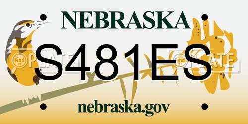 S481ES Nebraska License Plate