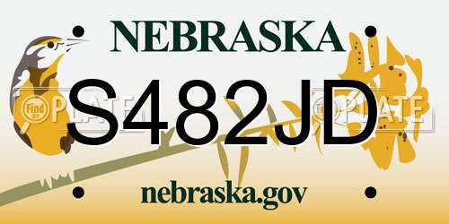 S482JD Nebraska License Plate