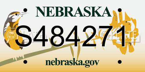 S484271 Nebraska License Plate