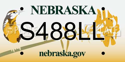 S488LL Nebraska License Plate