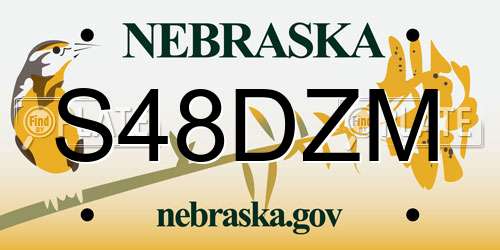 S48DZM Nebraska License Plate