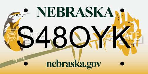 S48OYK Nebraska License Plate