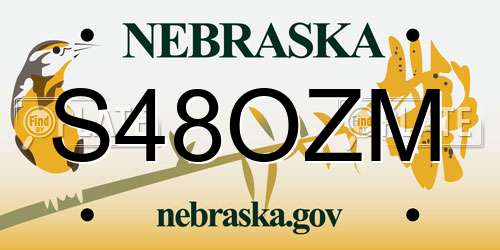 S48OZM Nebraska License Plate