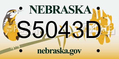 S5043D Nebraska License Plate