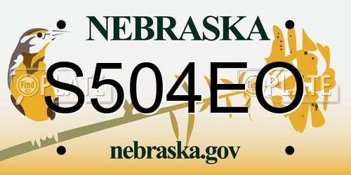 S504EO Nebraska License Plate