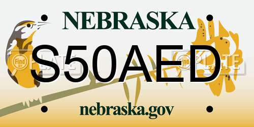 S50AED Nebraska License Plate