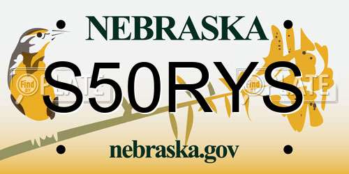 S50RYS Nebraska License Plate