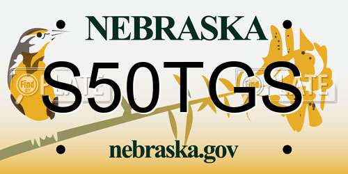 S50TGS Nebraska License Plate